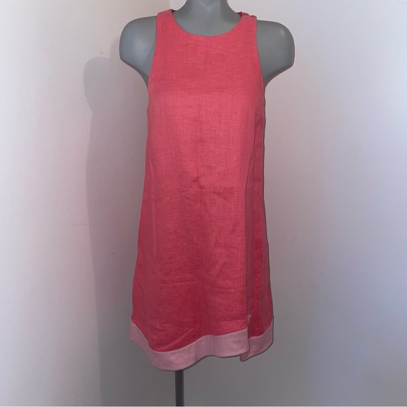 STAUD Dresses & Skirts - STAUD dress allori shift mini dress pockets pink coral linen cotton lined medium
